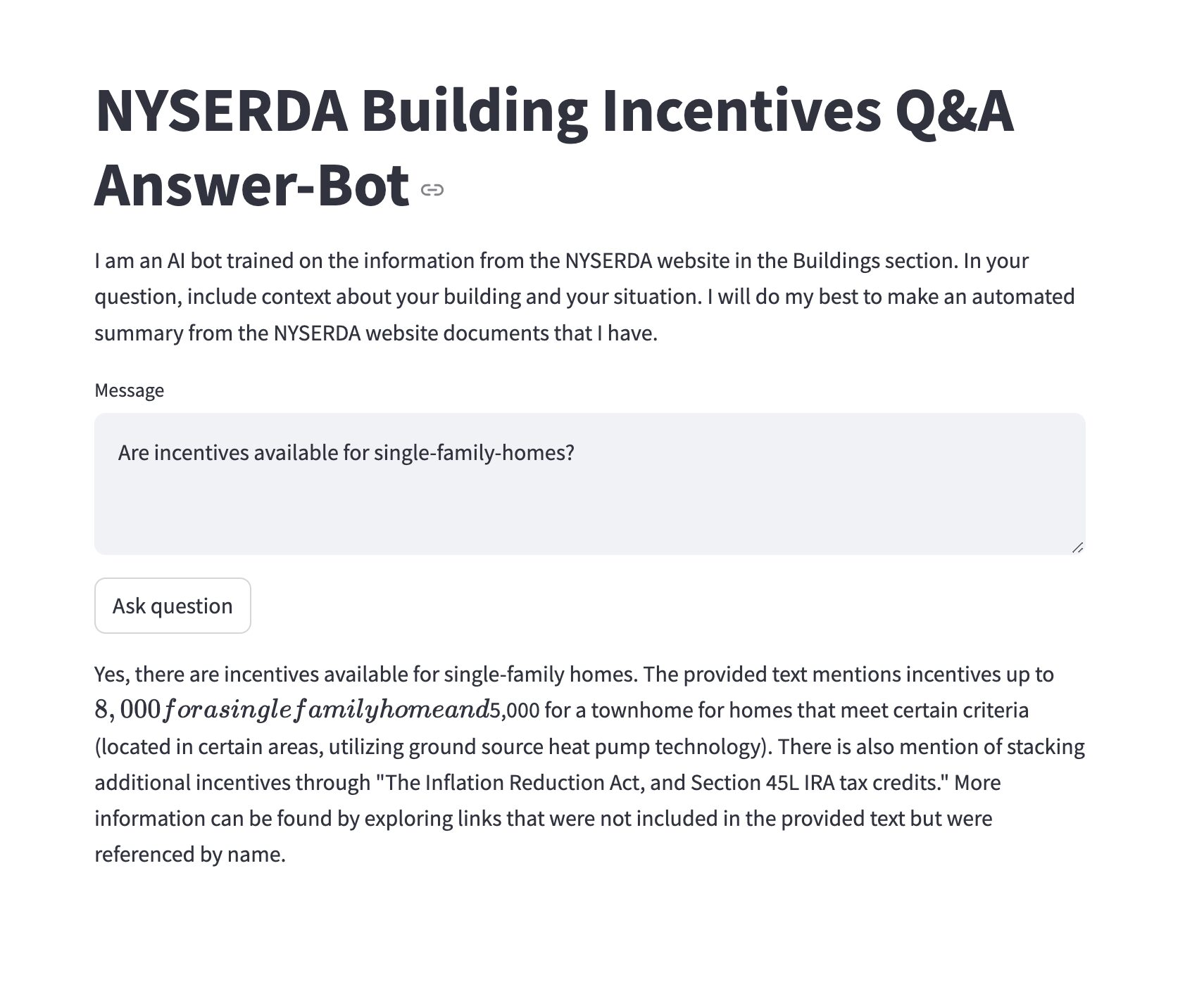 NYSERDA AI Answer-Bot